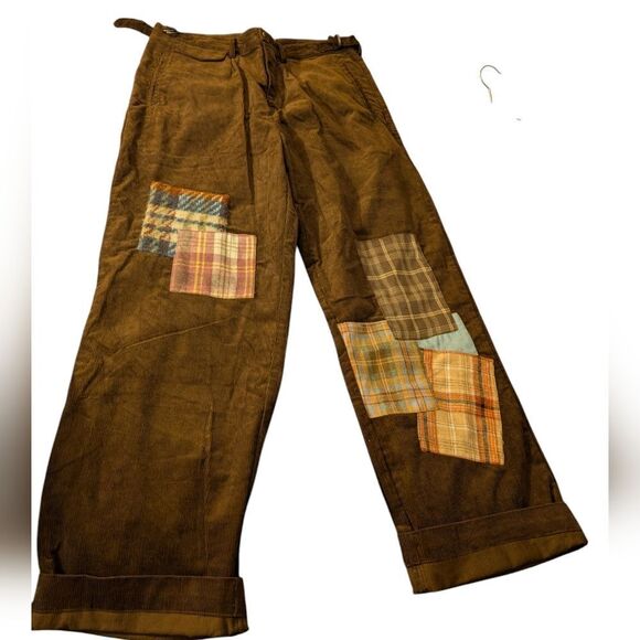 Found‎ Men's brand corduroy flannel plaid patchwork pants nwt size 34 - Picture 3 of 6